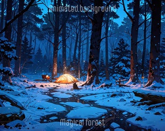 Animated Magical Forest Background: Looped Cozy Stream Overlay (MP4 File)
