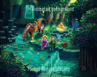 Animated Forest Temple Stream Background: Cozy Lofi Ambience (MP4 Video File)