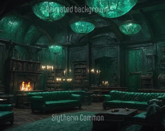ANIMATED BACKGROUND | Slytherin Common | Lofi Cozy Fantasy Looped Vtuber Twitch Stream Overlay Youtube Background