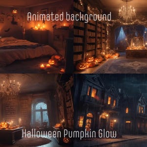 Halloween Pumpkin Glow Animated Background: Cozy Lofi Stream Overlay
