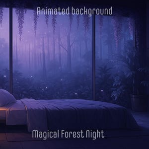 アニメーション背景 | 魔法の森の夜 | Lofi Cozy Fantasy ループ Vtuber Twitch ストリームオーバーレイ背景