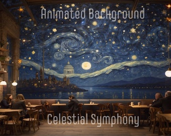 ANIMATED BACKGROUND | Celestial Symphony | Lofi Cozy Fantasy Looped Vtuber Twitch Stream Overlay Background