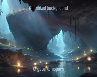 Mystical Crystal Cave Animated Background - Fantasy Glowing Loop (MP4)