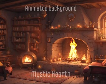 ANIMATED BACKGROUND | Mystic Hearth | Lofi Cozy Fantasy Looped Vtuber Twitch Stream Overlay Background