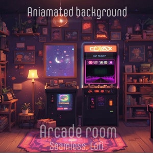 Retro Pixel Arcade Animated Background: Cozy Lofi Stream Overlay