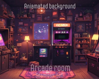 Retro Pixel Arcade Animated Background: Cozy Lofi Stream Overlay
