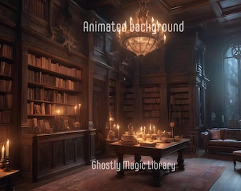 Haunted Library Animated Background: Gothic Dark Academia Wallpaper (Video Download)