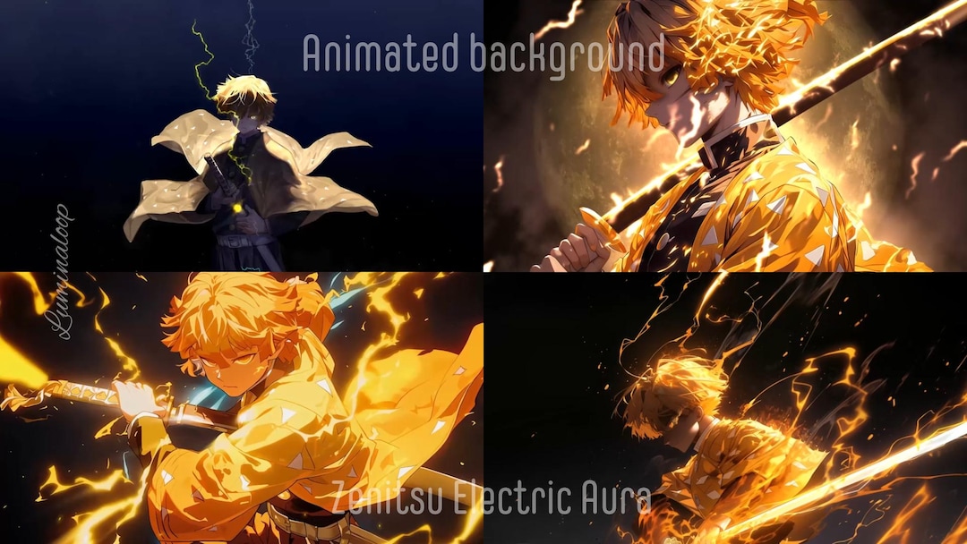 4 Zenitsu Thunder Breathing Animated Background 4K | Demon Slayer Anime ...