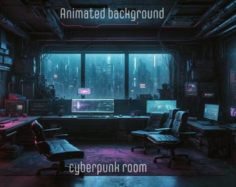 Animated Cyberpunk Room: Twitch Vtuber Stream Background