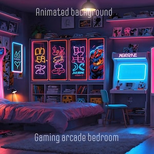 Animated Gaming Arcade Bedroom Background: Cozy Lofi Stream Overlay