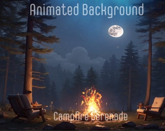 ANIMATED BACKGROUND | Campfire Serenade | Lofi Cozy Looped Vtuber Twitch Stream Overlay Background