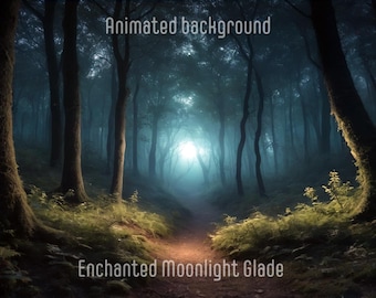 ANIMATED BACKGROUND | Enchanted Moonlight Glade | Lofi Cozy Fantasy Looped Vtuber Twitch Stream Overlay Background