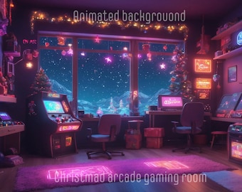 Christmas Arcade Gaming Room Animated Stream Background (MP4)