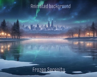ANIMATED BACKGROUND | Frozen Serenity | Lofi Cozy Looped Vtuber Twitch Stream Overlay OBS Background