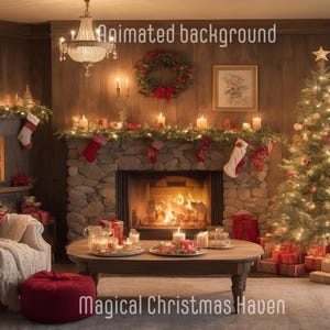 ANIMATED BACKGROUND | Magical Christmas Haven | Lofi Cozy Fantasy Looped Vtuber Twitch Stream Overlay Background