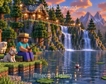 Minecraft Fishing Animated Background, Minecraft Fishing Scene, Cozy Minecraft Background, Gamer Stream Background, Twitch YouTube OBS