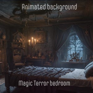 ANIMATED BACKGROUND | Haunted Magic, Terror bedroom | Lofi Love Cozy Looped Vtuber Twitch Stream Overlay Background