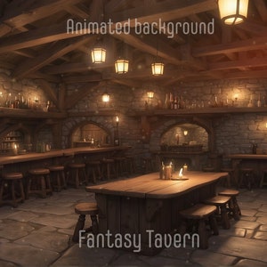 Geanimeerde Fantasy Tavern-achtergrond: gezellige LoFi-stream-overlay