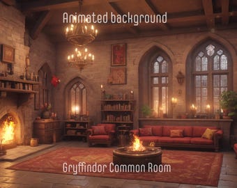 Gryffindor Common Room Animated Background | Cozy Lofi Stream Overlay (MP4)