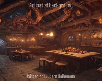 Halloween Wyvern Tavern Animated Stream Background (MP4)