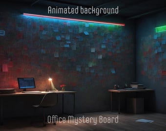 Animated Office Mystery Board Background: Cozy LoFi Stream Overlay