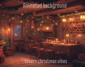 ANIMATED BACKGROUND | Tavern christmas vibes | Lofi Cozy Fantasy Looped Vtuber Twitch Stream Overlay Background
