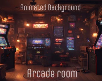 ANIMATED BACKGROUND | Home Arcade Haven| Lofi Cozy Fantasy Looped Vtuber Twitch Stream Overlay Background