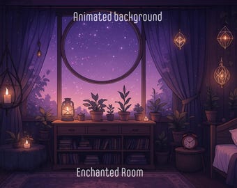 ANIMATED BACKGROUND | Enchanted Room | Lofi Cozy Fantasy Looped Vtuber Twitch Stream Overlay Background