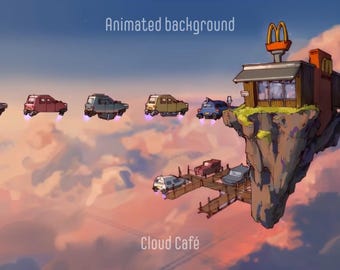 ANIMATED BACKGROUND | Cloud Café | Lofi Cozy Fantasy Looped Vtuber Twitch Stream Overlay Youtube Background