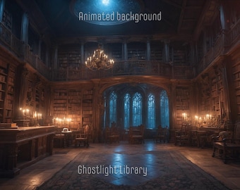 ANIMATED BACKGROUND | Ghostlight Library | Lofi Cozy Fantasy Looped Vtuber Twitch Stream Overlay Youtube Background