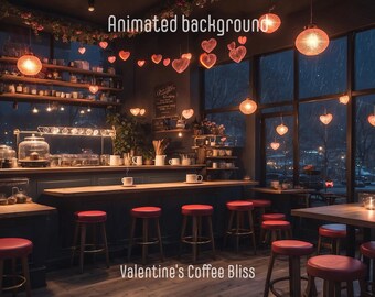 Valentine's Day Coffee Shop Animated Stream Background (MP4)