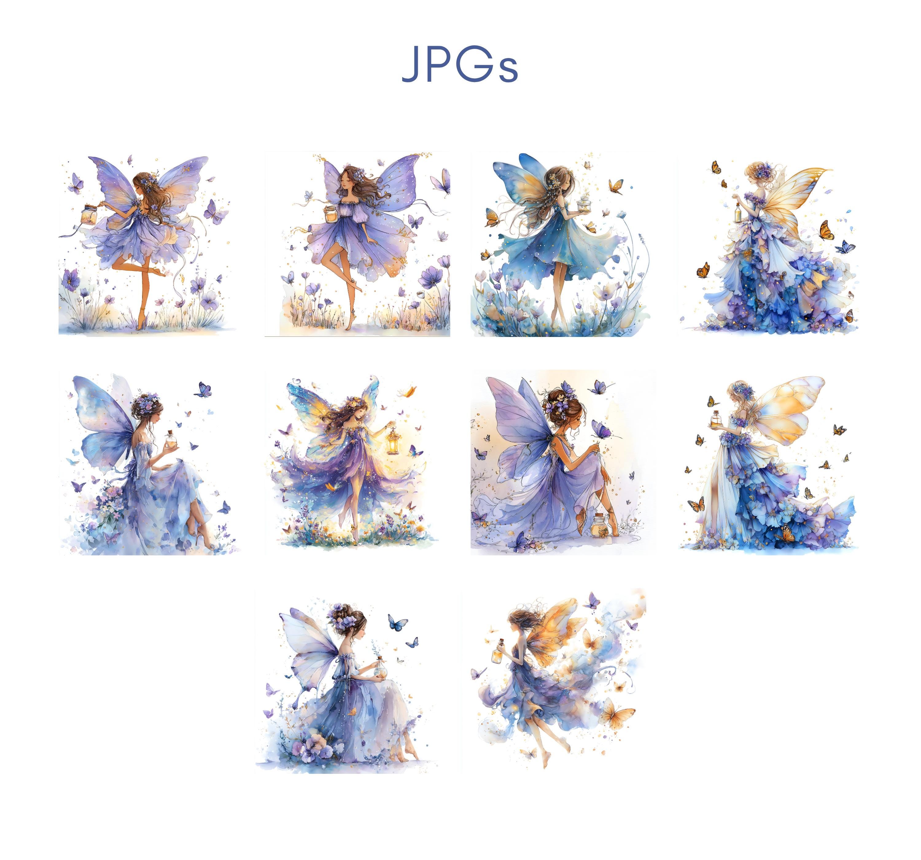 Floral Fairy Clipart Bundle | 20 JPG Watercolor Fairy Images | Magical ...
