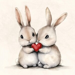 Cute Love Bunny Clipart, 15 PNG Bundle, Valentine Day Rabbit Clipart ...