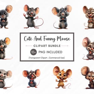 Clipart souris drôle mignon, souris rat Clipart PNG, Clipart animal drôle, usage Commercial, Illustration d'animaux de dessin animé, téléchargement immédiat