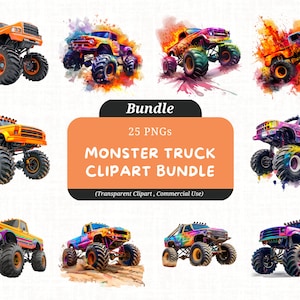 Monstertruck-Bundle, Monstertruck-Clipart, Monstertruck-Sublimation, Monstertruck-Design, kommerzielle Nutzung, hohe Auflösung PNG, 300 DPI
