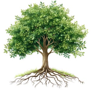 25 Tree of Life with Roots PNG, Green Tree Clipart Bundle, Oak Family Tree, Watercolor Tree Illustration, Boho Family Tree Sublimation