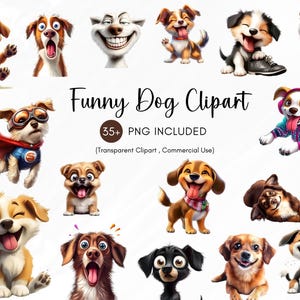 Funny Dog Clipart Bundle, Quirky Dogs Clipart, Quirky Puppies Watercolor, Whimsical Dogs Clip art, Superhero Dog Clipart, Instant Download