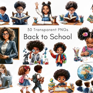 May include: Digital illustrations featuring children and teachers in a classroom setting. The images include students reading, raising their hands, and working on assignments. The phrase "Back to School" is displayed, indicating a school theme.