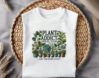 Plant Addict Social Club PNG | Rolig sublimeringsdesign för krukväxtälskare | Bara en växt till grafik | Digital nedladdning av växtmamma-tröja