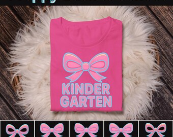 Preppy Back to School Bow PNG, Kindergarten PNG, First Day of School Graphic, Grade Level Bundle, Cute Girl School Shirt Sublimation