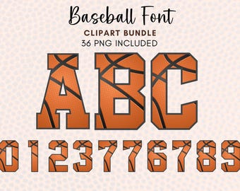Basketball Font Clipart Bundle, Sports Alphabet Letters & Numbers PNG, Basketball Texture Letters, Digital Download