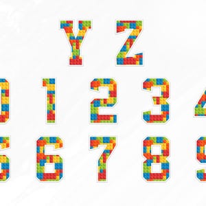 Number Block Lettering And Numbers Blocks Alphabet PNG Clipart Bundle | Colorful Building Block Letters ...