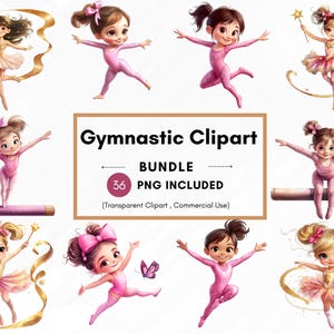 46 Gymnastics Clipart PNG Bundle, Gymnastics Girl Clipart, Gymnastics Girls Clipart, Gymnastics Digital Clipart, Instant Download