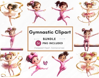46 Gymnastics Clipart PNG Bundle, Gymnastics Girl Clipart, Gymnastics Girls Clipart, Gymnastics Digital Clipart, Instant Download
