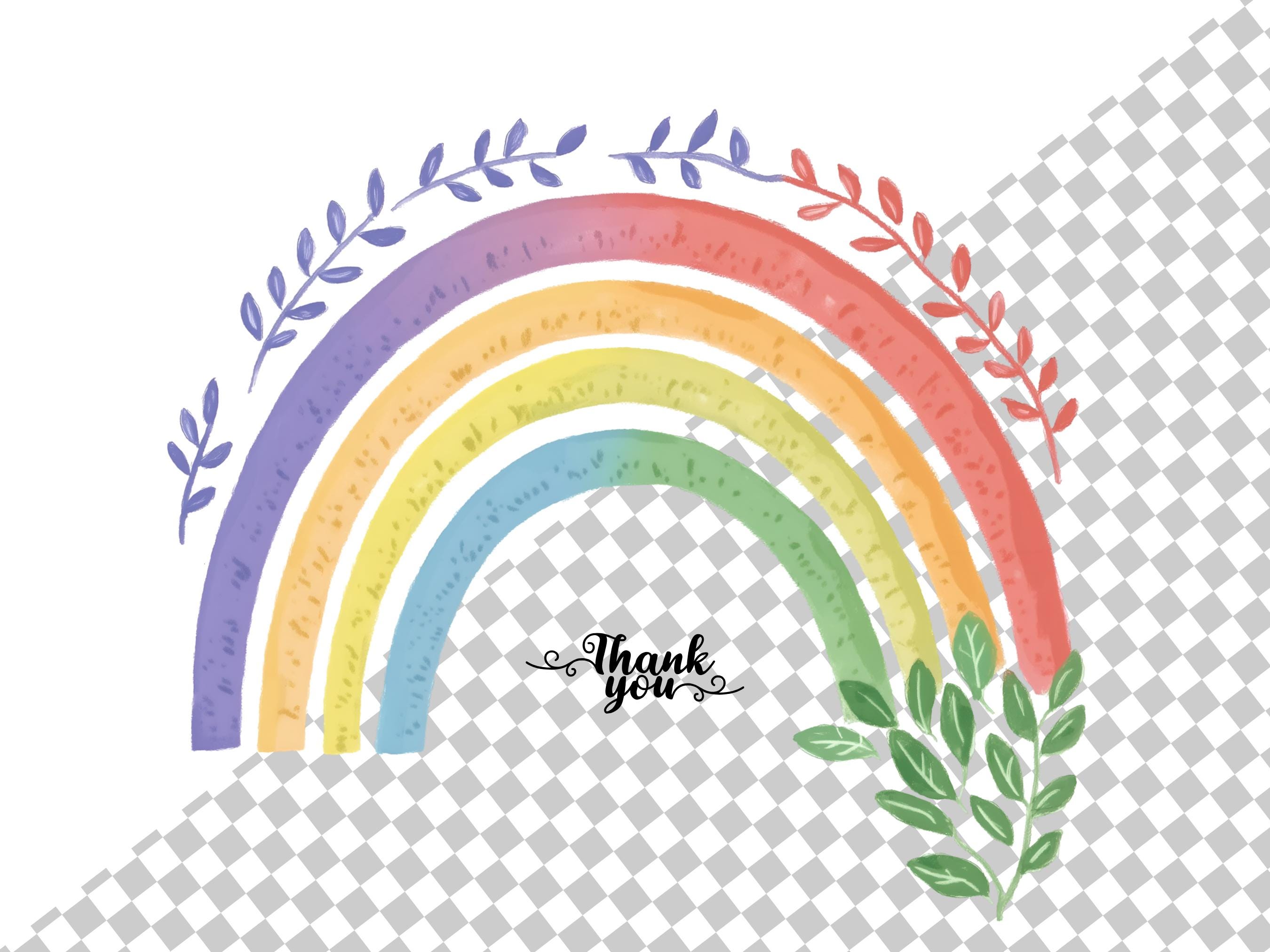Boho Rainbow Clipart PNG Bundle, Cute Rainbow PNG, Boho Rainbow Clipart ...