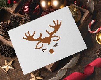 クリスマス トナカイの顔 SVG、トナカイ SVG、かわいいトナカイ SVG