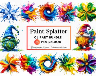 85 Watercolor Color Splash Clipart PNG, Paint Splatter Clipart, Alcohol Ink Clipart, Abstract Clipart, Commercial Use, Instant Download