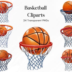 Basketball Hoop Clipart, 2018 | 24 PNG | Slam Dunk Basketball Netz PNG | Sport Clipart | Hochauflösend 300 DPI | Scrapbooking lädt ein