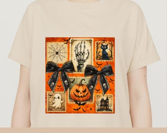 Spooky Season PNG | Retro Halloween Sublimation Design | Cute Ghost Pumpkin Cat Clipart | Vintage Orange Fall PNG for Shirts Mugs
