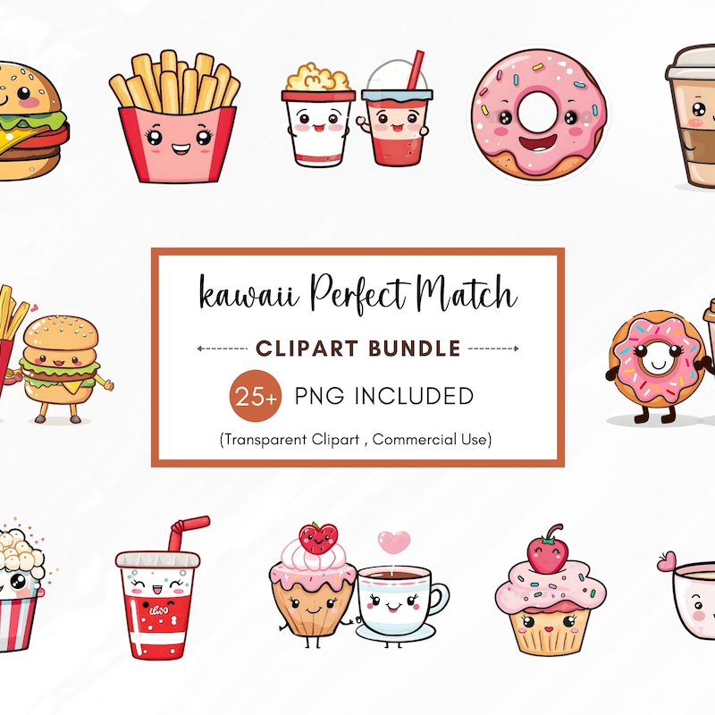 Kawaii Food Clipart - Etsy